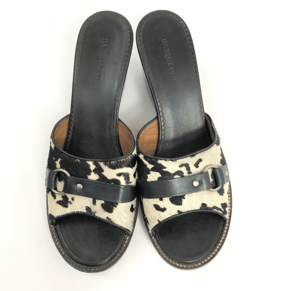 H.S. Trask Niagra Pony Hair Cow Hide Wedge Sandal Size 10